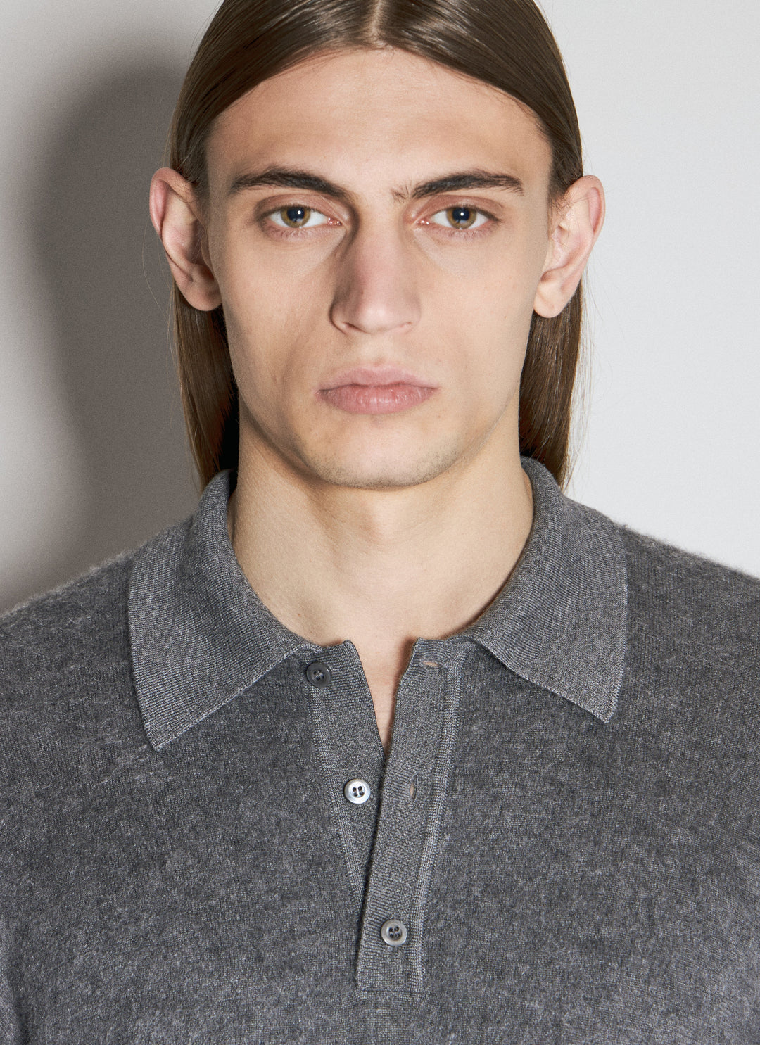 Prada Men Cashmere And Silk Polo Sweater