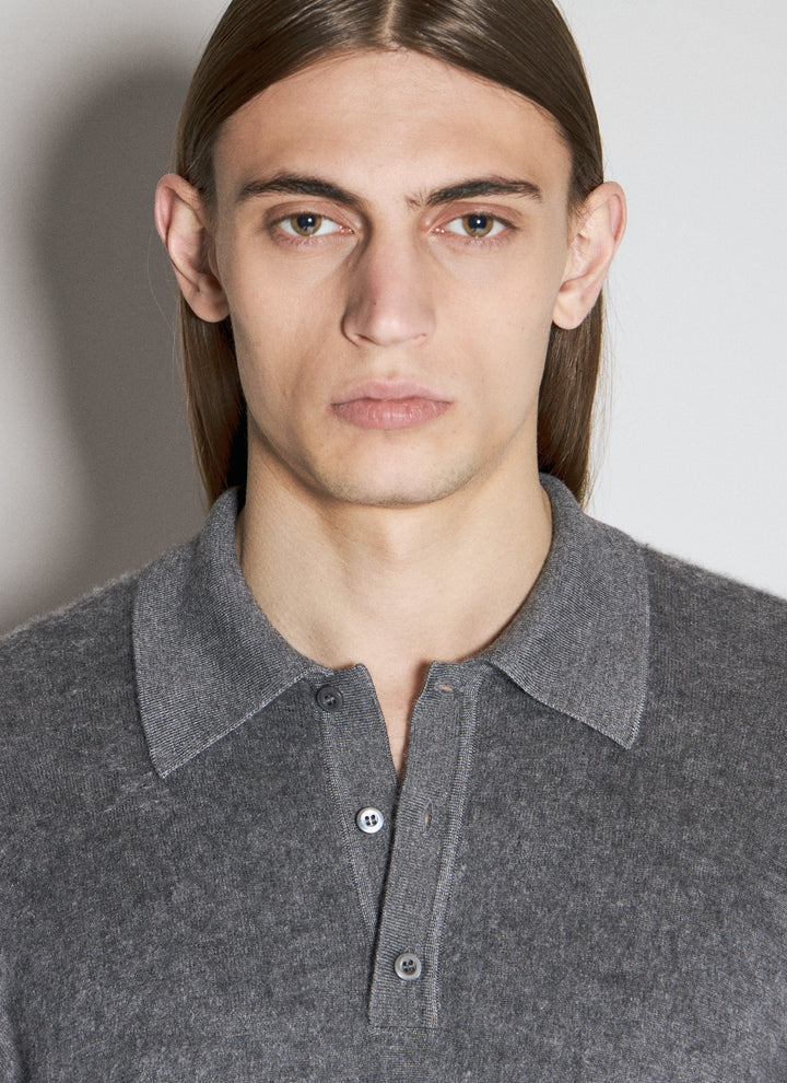 Prada Men Cashmere And Silk Polo Sweater