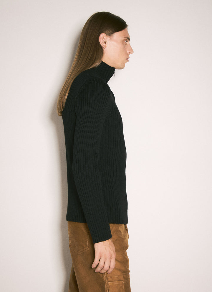 Prada Men Ribbed Wool Zip-Up Cardigan