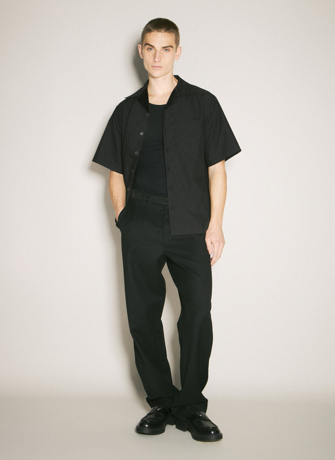 Prada Men Short-Sleeve Technical Cotton Shirt