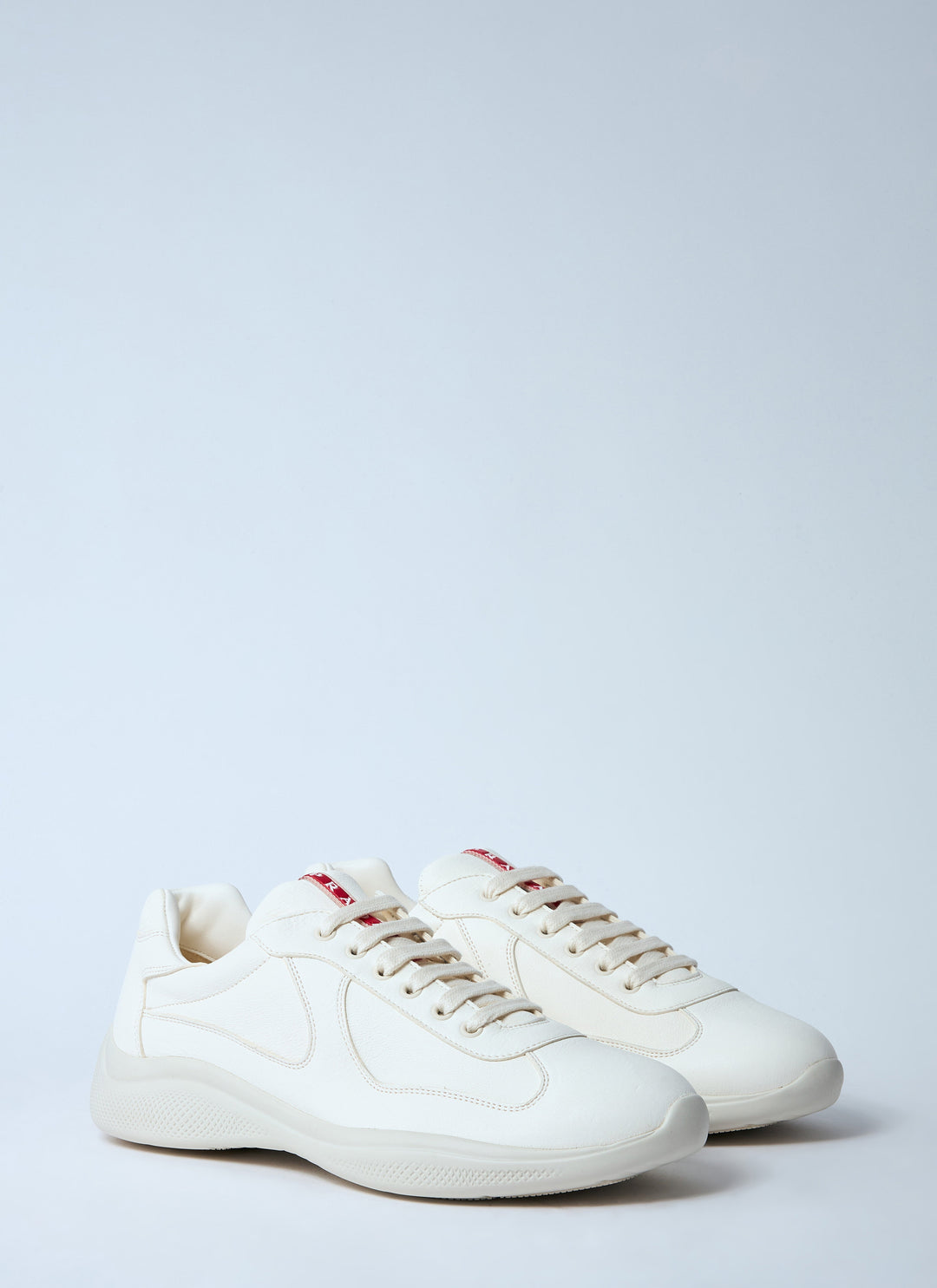 Prada Men's white Leather Low-Top Sneakers