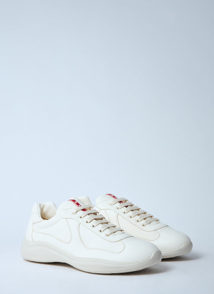 Prada Men's white Leather Low-Top Sneakers