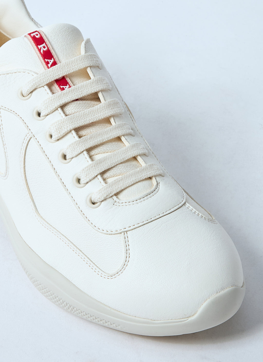 Prada Men's white Leather Low-Top Sneakers