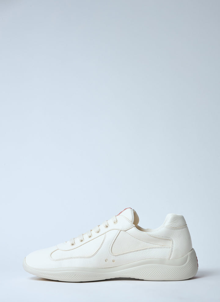 Prada Men's white Leather Low-Top Sneakers