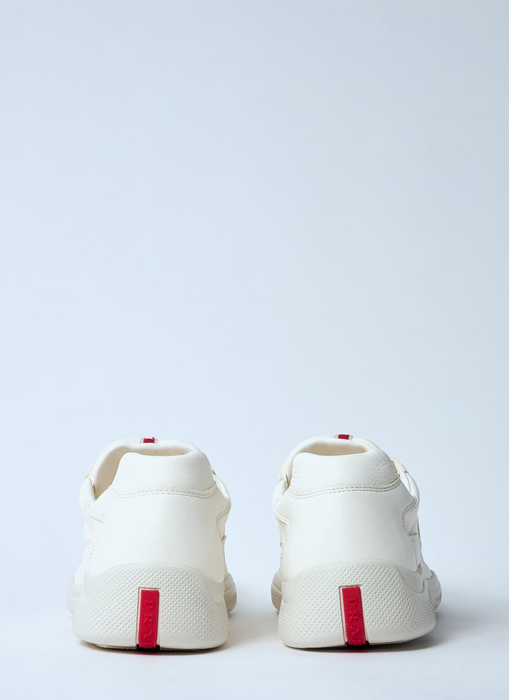Prada Men's white Leather Low-Top Sneakers