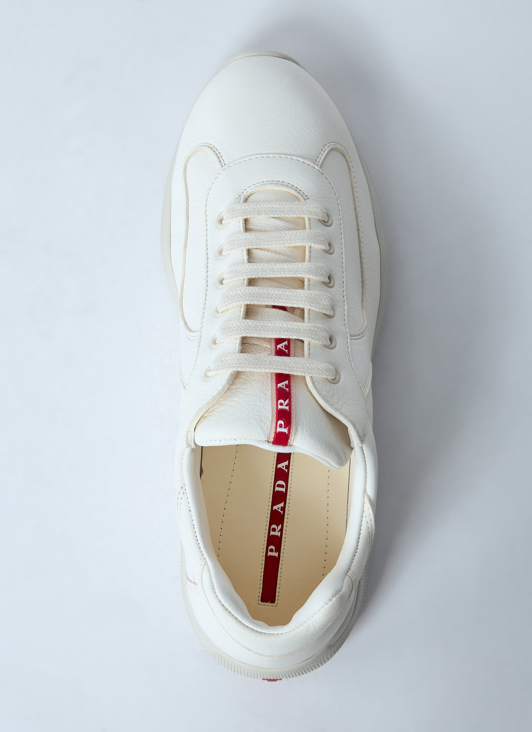 Prada Men's white Leather Low-Top Sneakers