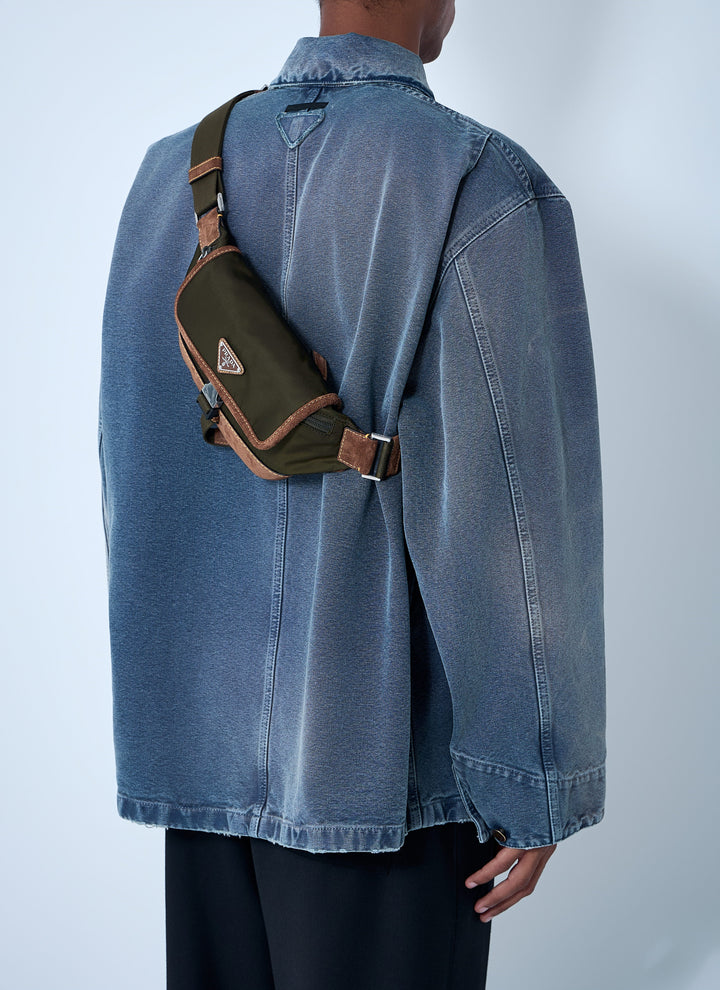 Prada Men Re-Nylon And Suede Belt Bag