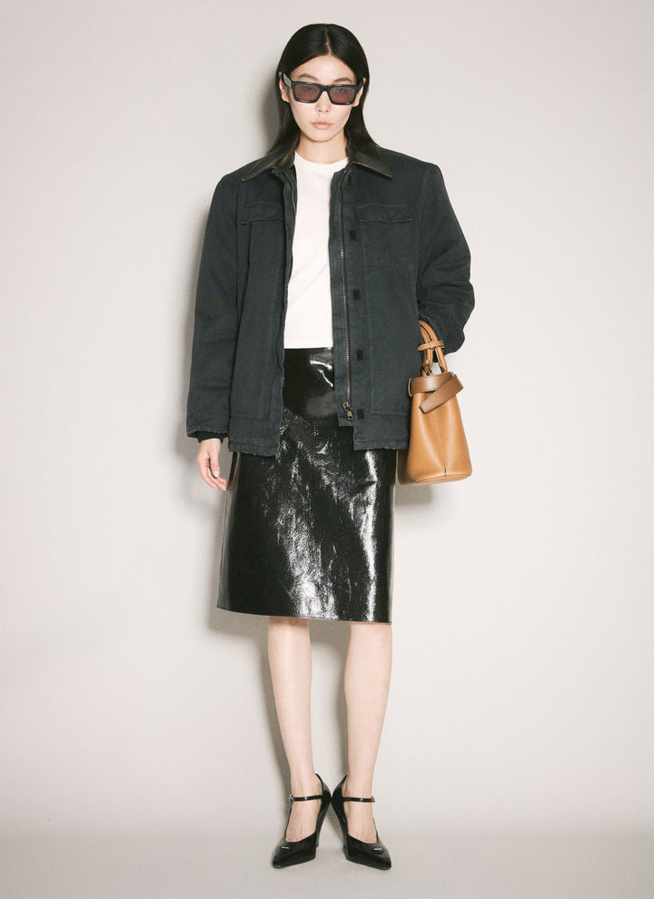 Prada Women Craquelé Leather Skirt