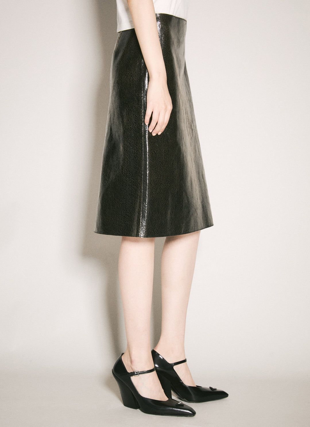 Prada Women Craquelé Leather Skirt