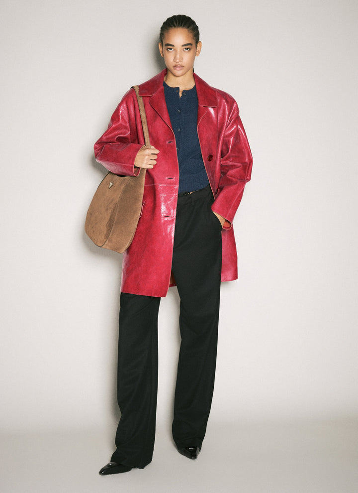 Prada Women Crackle Suede Coat