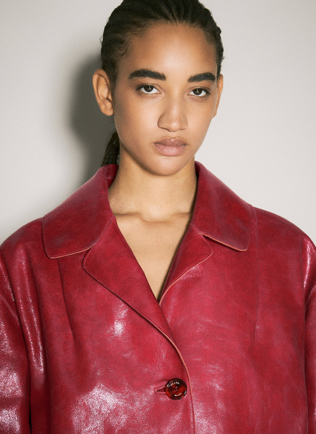 Prada Women Crackle Suede Coat