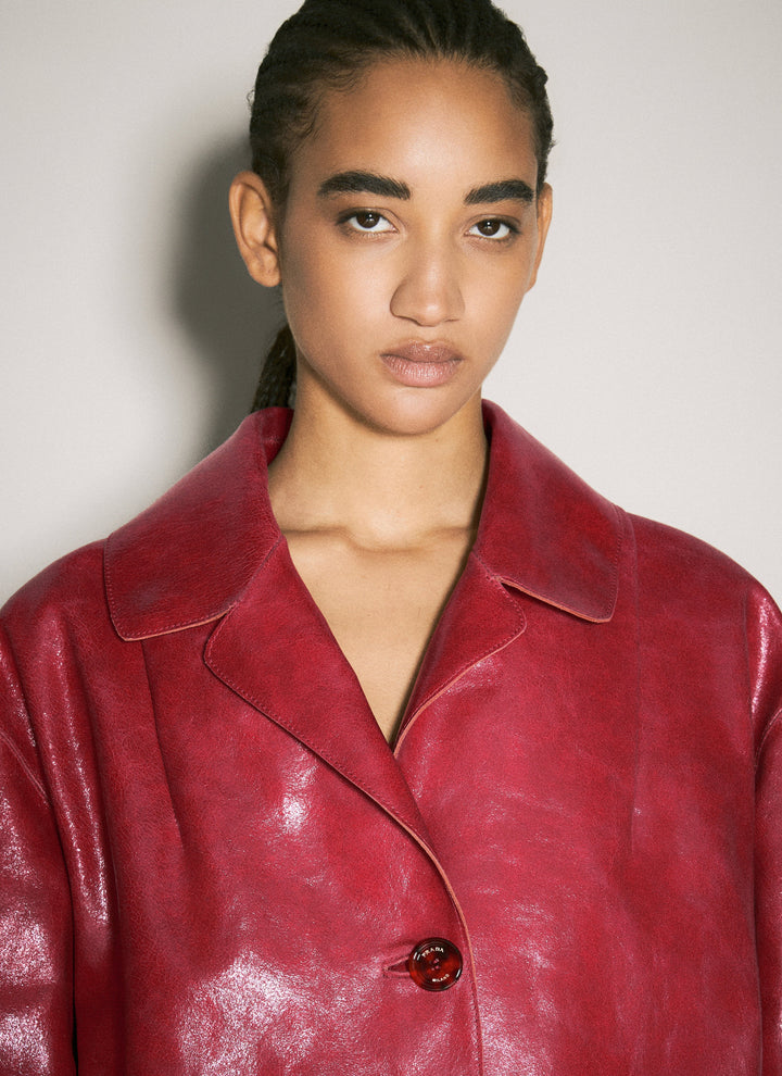 Prada Women Crackle Suede Coat