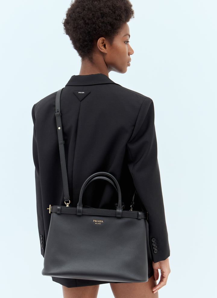 Prada Women Buckle Medium Leather Handbag