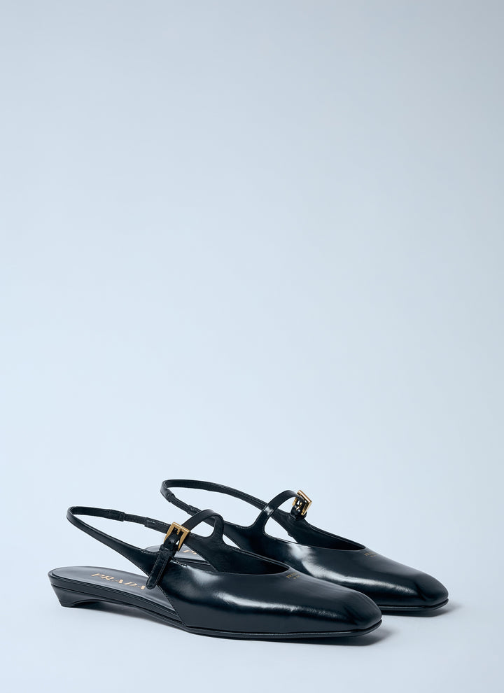 Prada Women Leather Slingback Ballerina Pumps