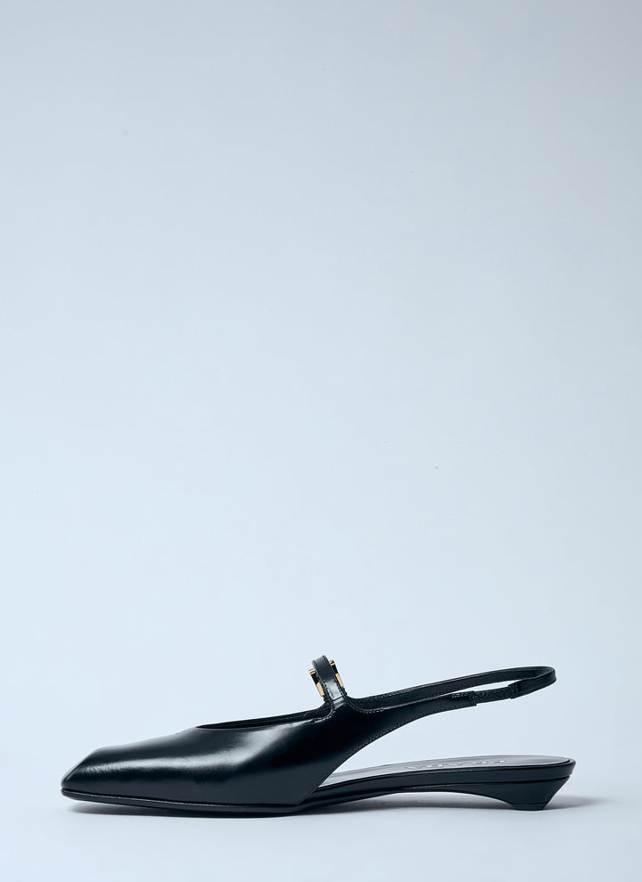 Prada Women Leather Slingback Ballerina Pumps