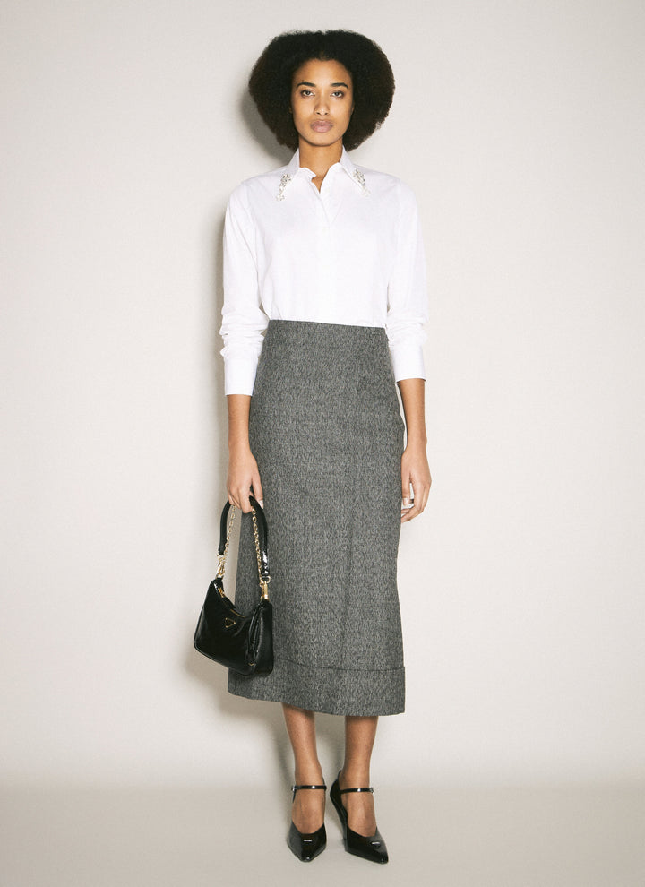 Prada Women Embroidered Poplin Shirt