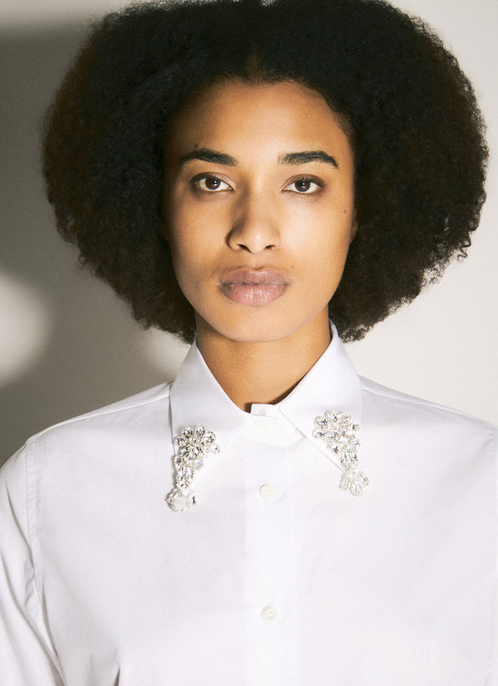 Prada Women Embroidered Poplin Shirt