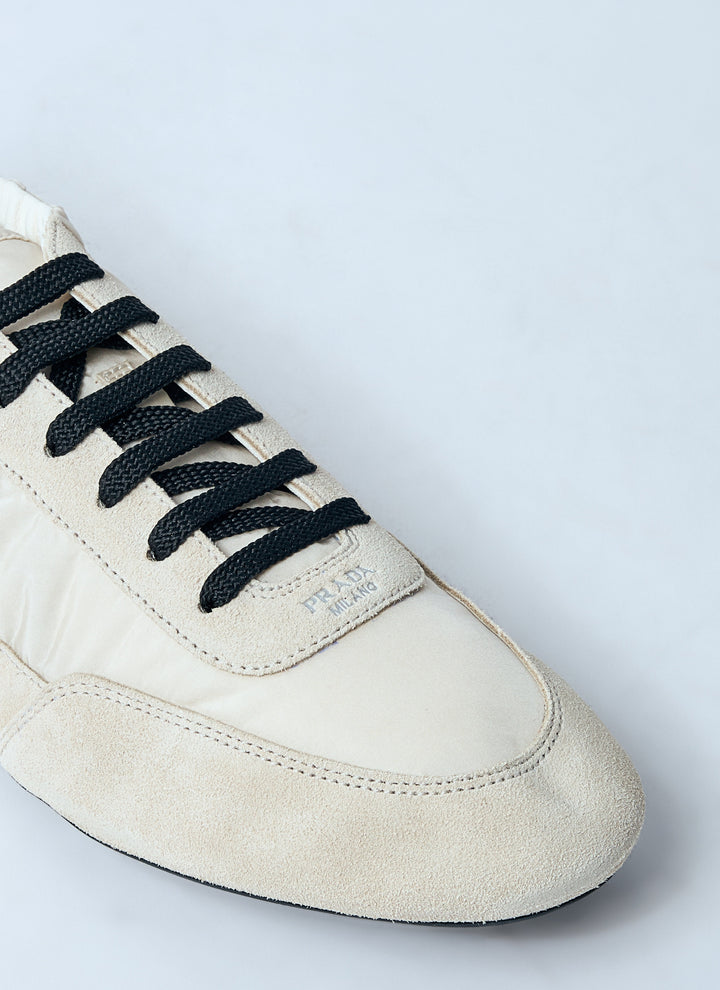 Prada Women Collapse Re-Nylon And Suede Sneakers