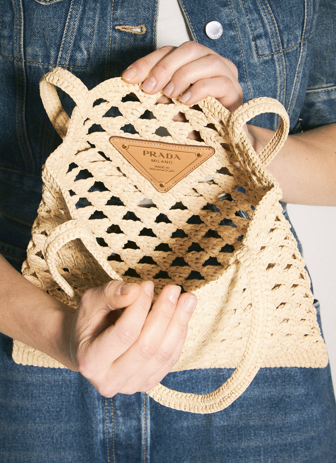 Prada Women Crochet Tote Bag