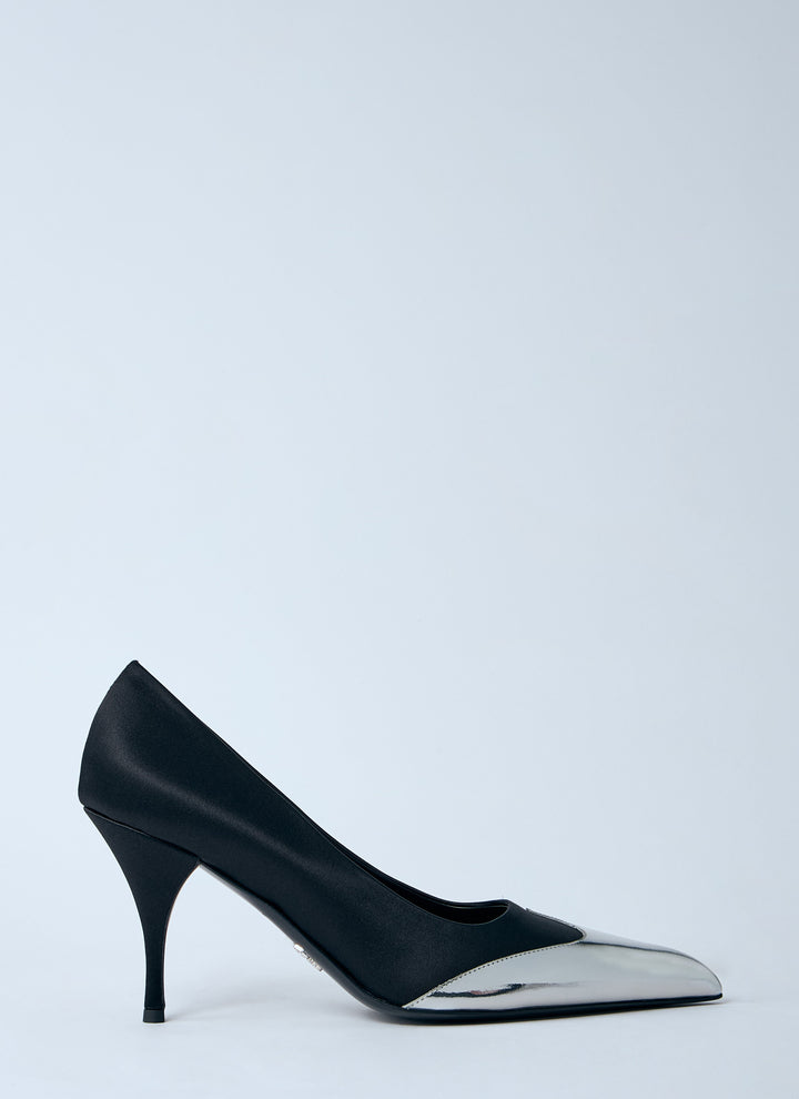 Prada Women Satin And Metallic Heeled Pumps