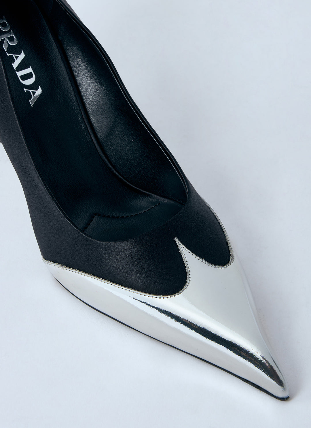 Prada Women Satin And Metallic Heeled Pumps