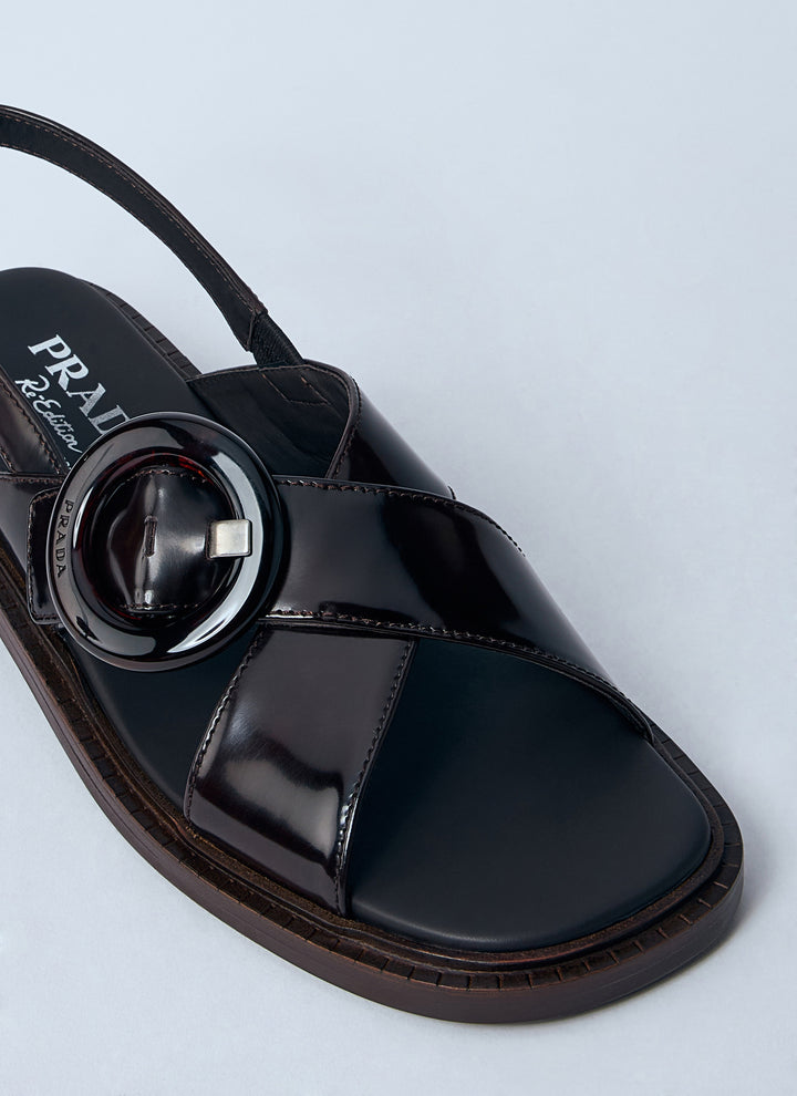 Prada Women Brushed Leather Sandals