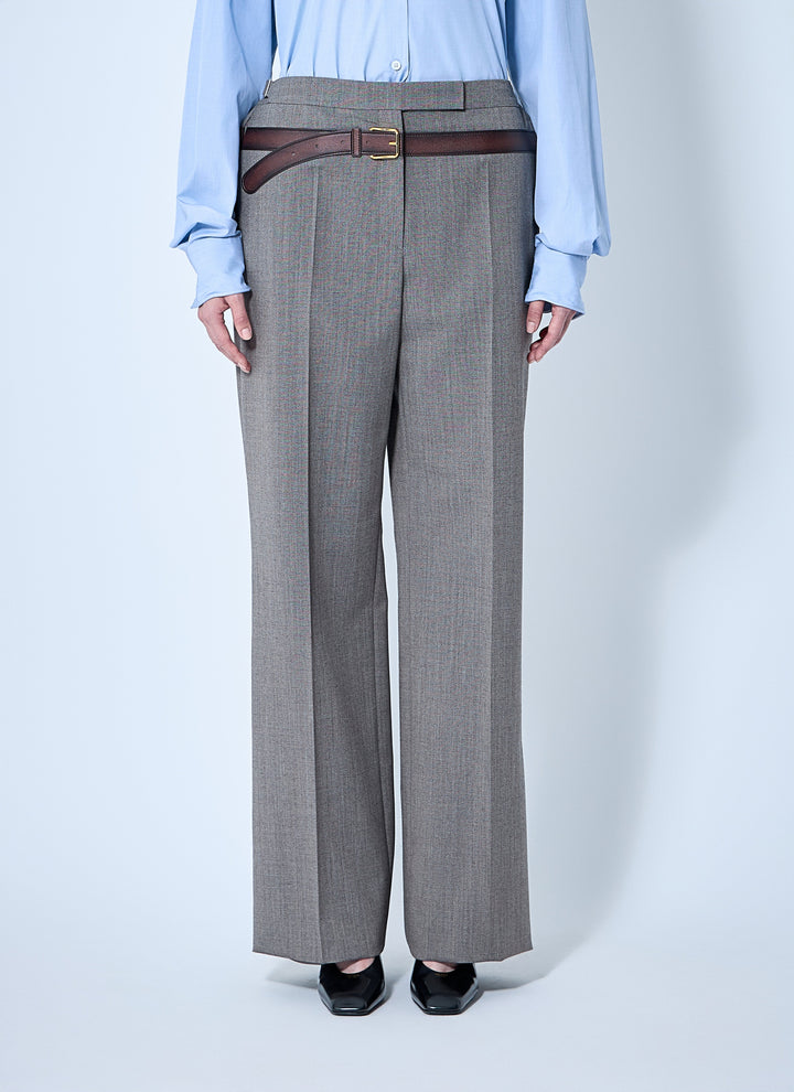 Prada Women Technical Wool Pants With Printed Belt