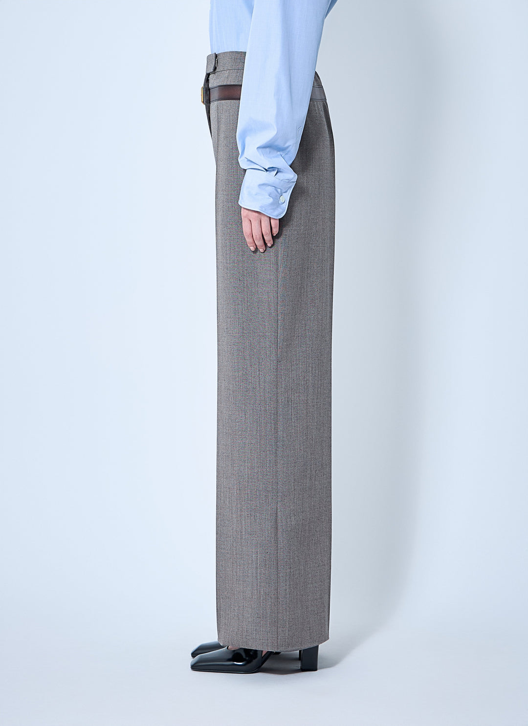 Prada Women Technical Wool Pants With Printed Belt