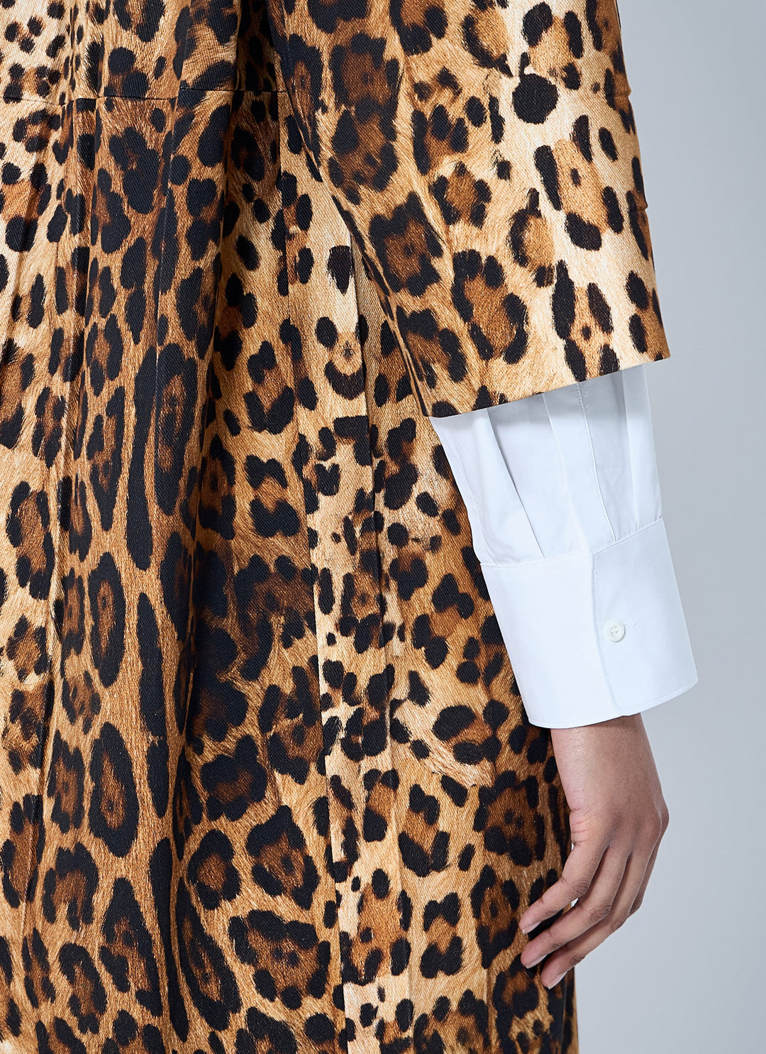 Prada Women Single-Breasted Leopard Print Drill Coat