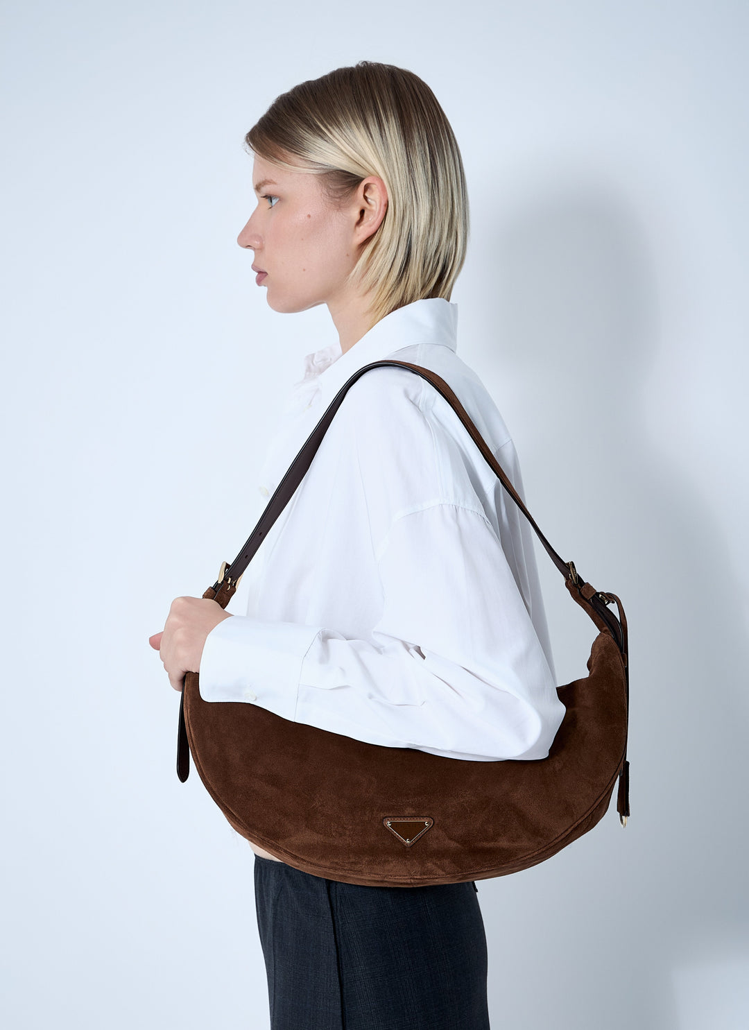 Prada Women Small Suede Shoulder Bag