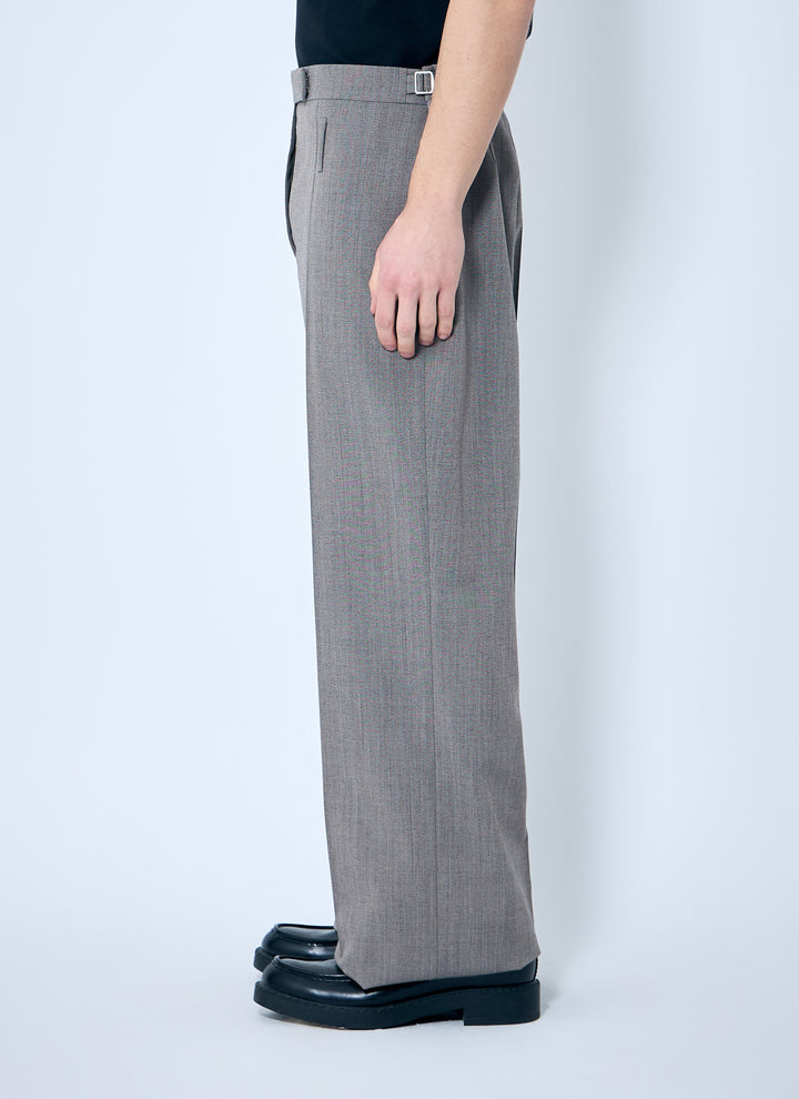 Prada Men Belted Tailored Wool-Blend Pants
