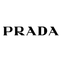 Prada logo in black on a white background