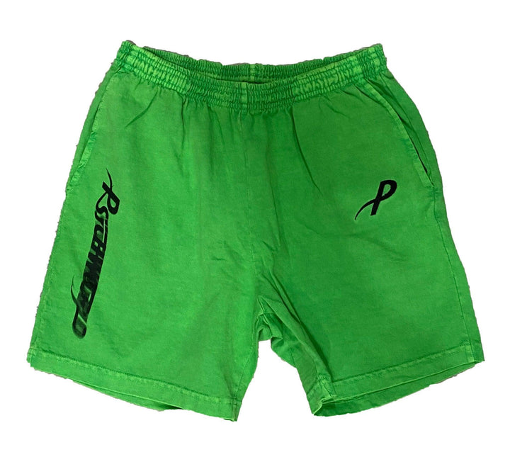 Psychworld Lime Green Canvas Shorts Black Logo