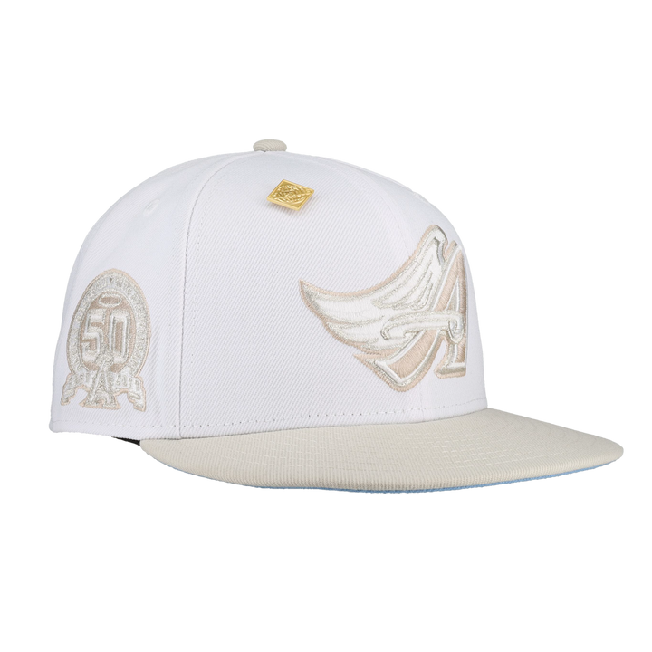Anaheim Angels Pure White 50th Anniversary Patch 59Ffity Fitted Hat