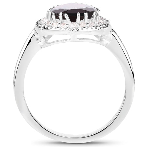 3.94 Carat Genuine Garnet &amp; White Topaz .925 Sterling Silver Ring