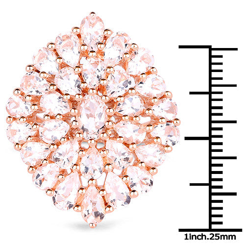 14K Rose Gold Plated 4.55 Carat Genuine Morganite .925 Sterling Silver Ring