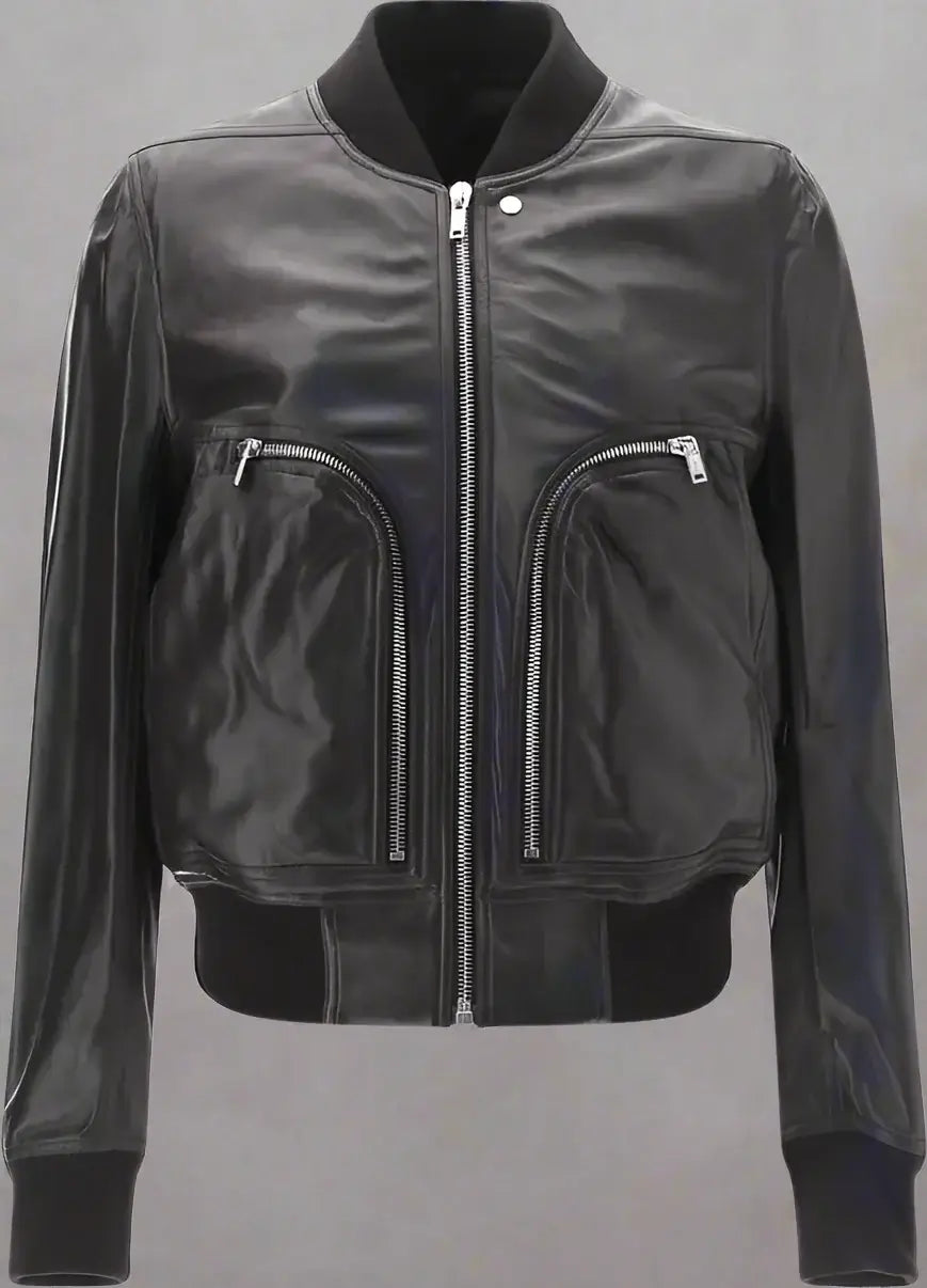 RICK OWENS men's black Bauhaus Flight Leather Jacket