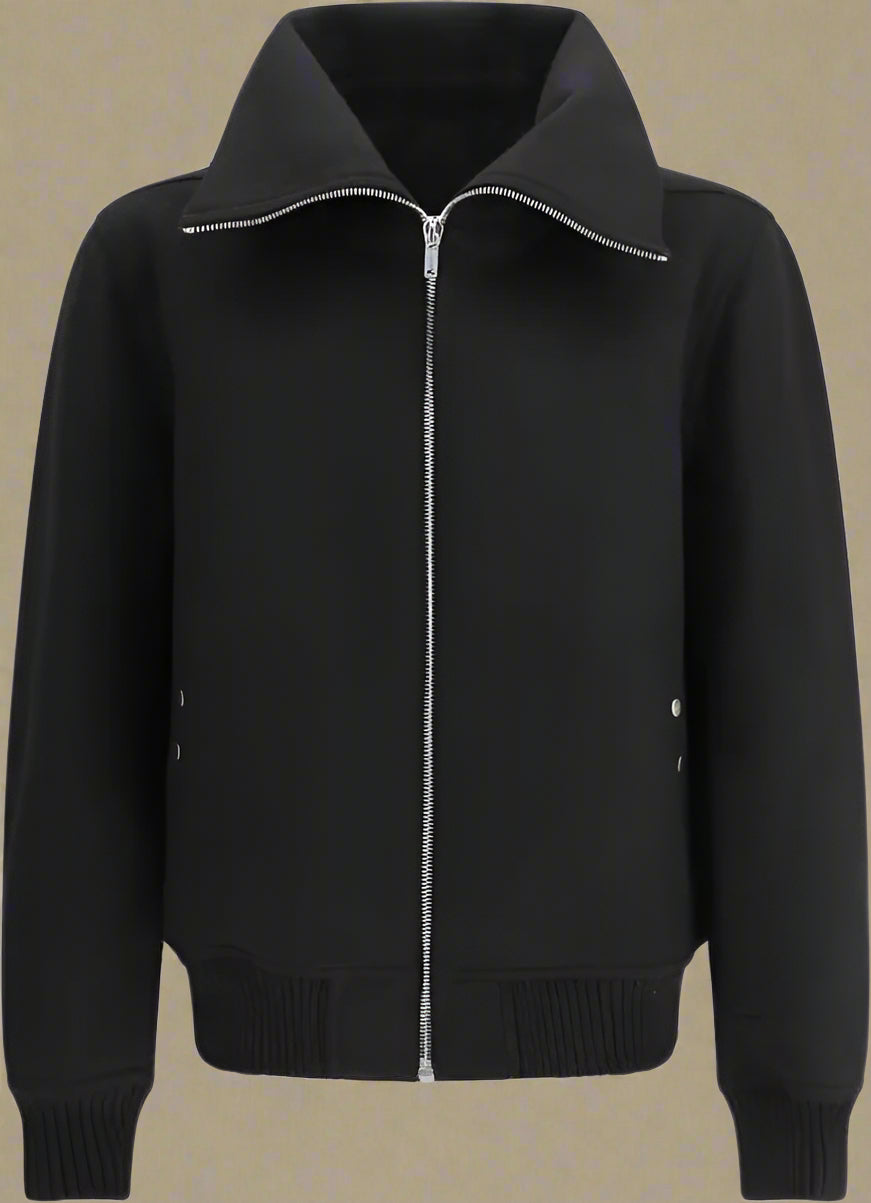 Black jacket with extended collar