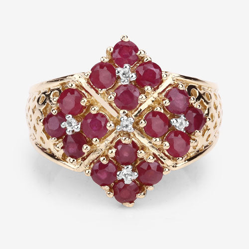 2.13 Carat Genuine Ruby and White Topaz .925 Sterling Silver Ring