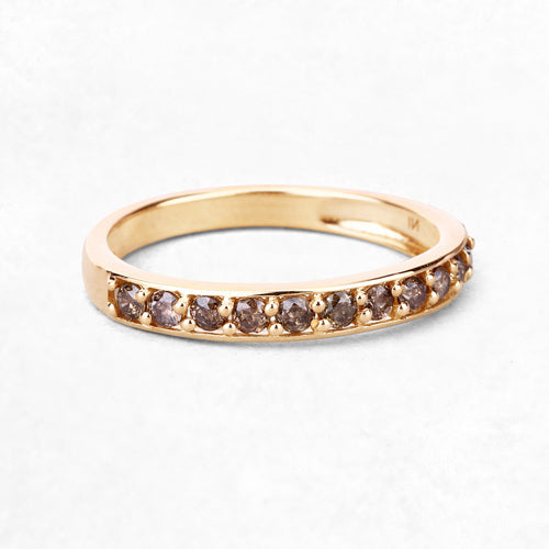 0.45 Carat Genuine Champagne Diamond 14K Yellow Gold Ring (I1-I2)