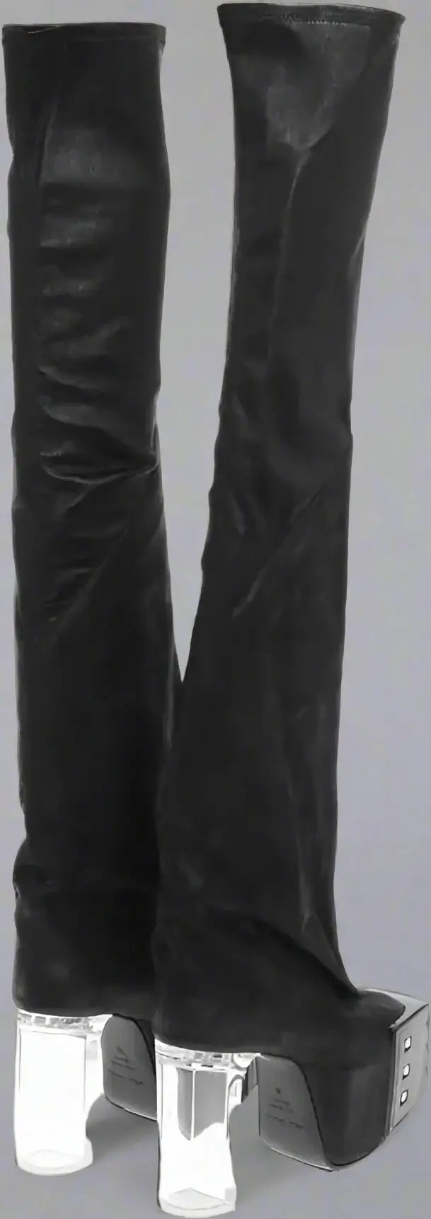 Rick Owens Leather Over the Knee Boots with Platform Sole 12cm