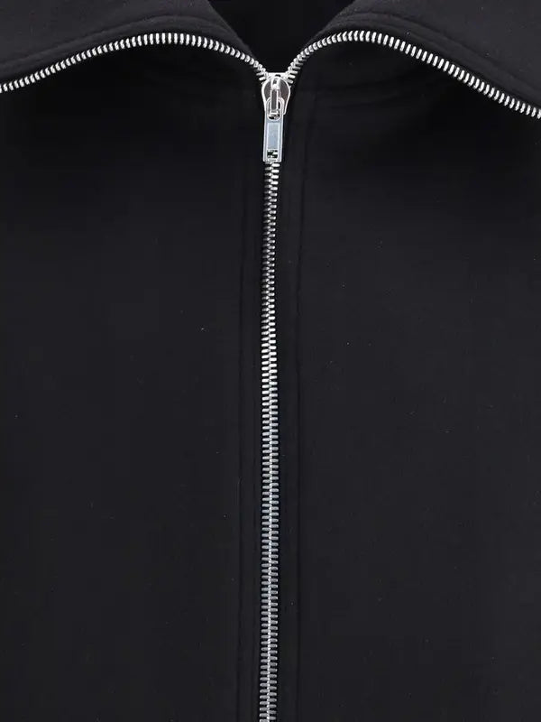 Close up of zipper on a black jacket