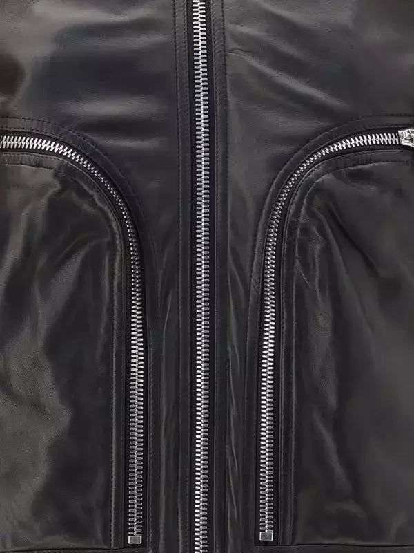 RICK OWENS men's black Bauhaus Flight Leather Jacket