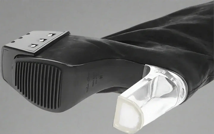 Rick Owens Leather Over the Knee Boots with Platform Sole 12cm