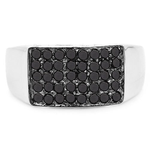 0.43 Carat Genuine Black Diamond .925 Sterling Silver Ring