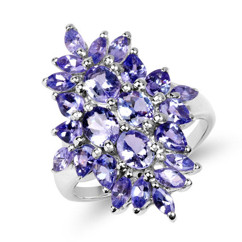 3.40 Carat Genuine Tanzanite .925 Sterling Silver Ring