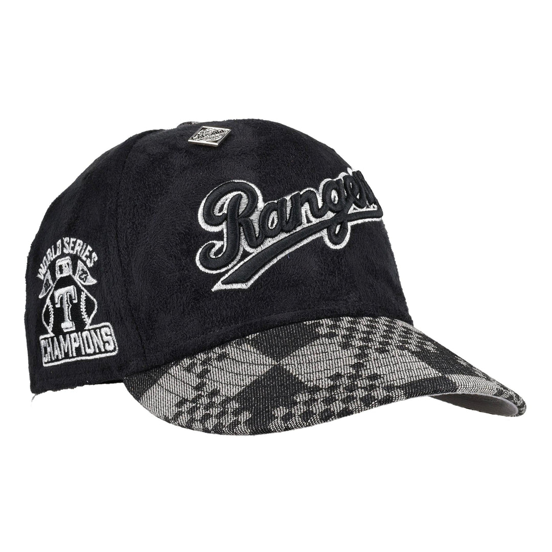Texas Rangers Black Suede 2023 World Series Patch 59Fifty Fitted Hat