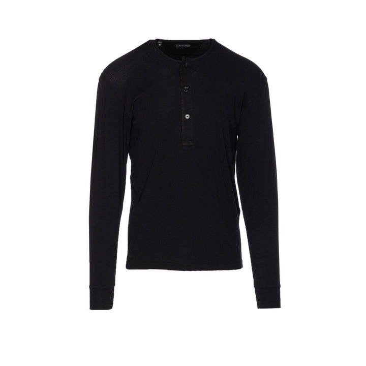 Tom Ford Men Ribbed Longsleeves Henley T-Shirt