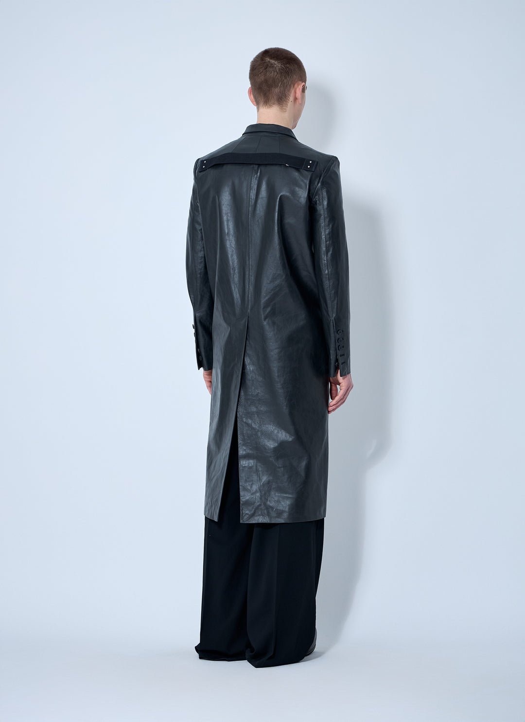 Rick Owens Men Leather Lido Coat