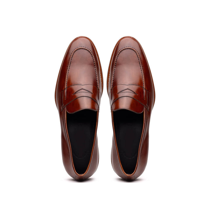 15-400-CGN ROMA Hand Burnished Calfskin Penny Loafer Cognac